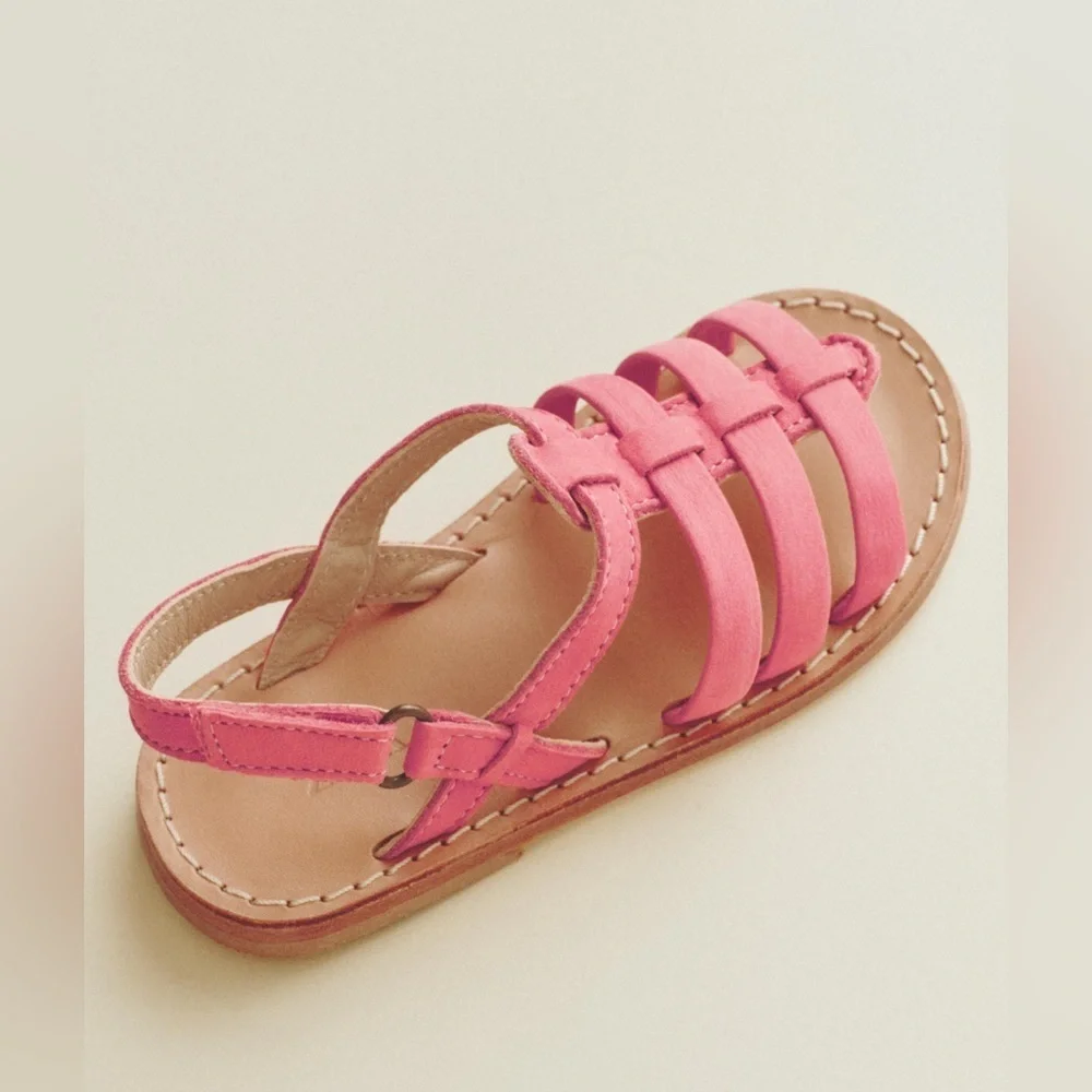 Zara| Kids Leather Pink Woven Sandals with Straps- Size 11 EU 28
